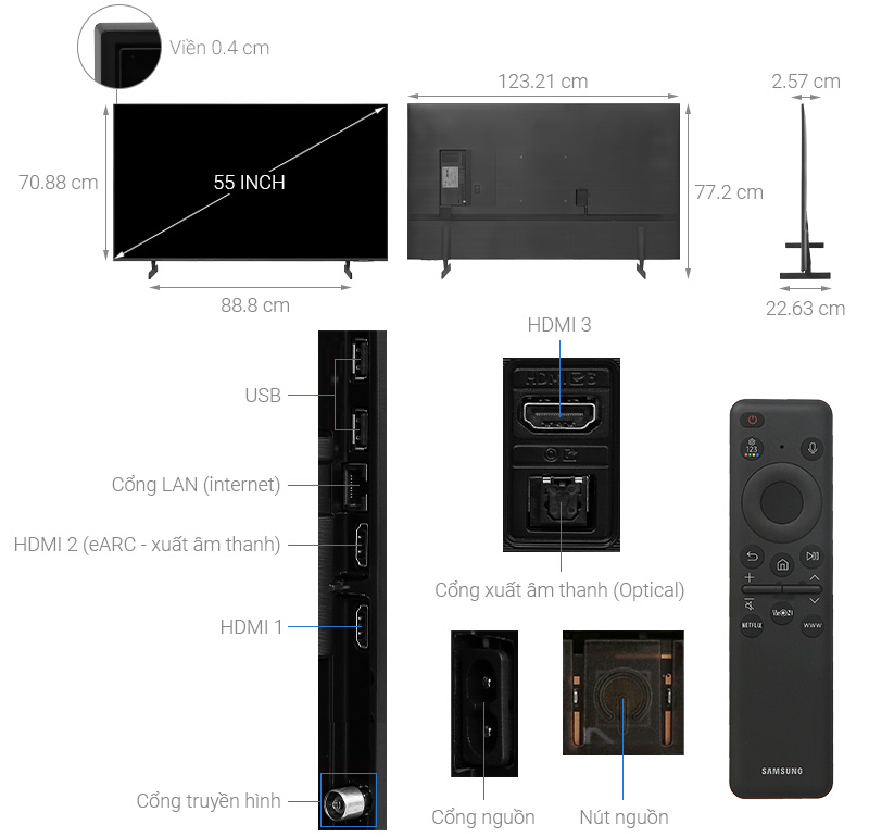 Smart Tivi Samsung 4K 55 inch 55DU8000 Crystal UHD