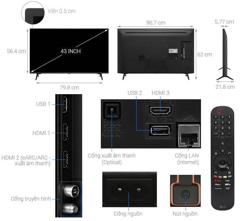 Smart Tivi LG AI 4K 43 inch 43UT8050PSB