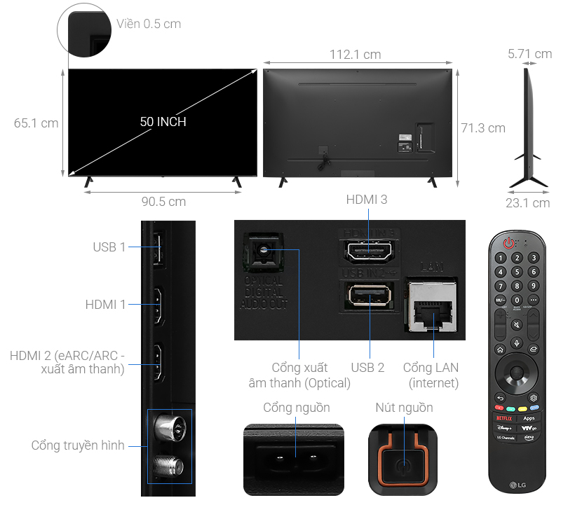 Smart Tivi LG AI 4K 50 inch 50UT8050PSB