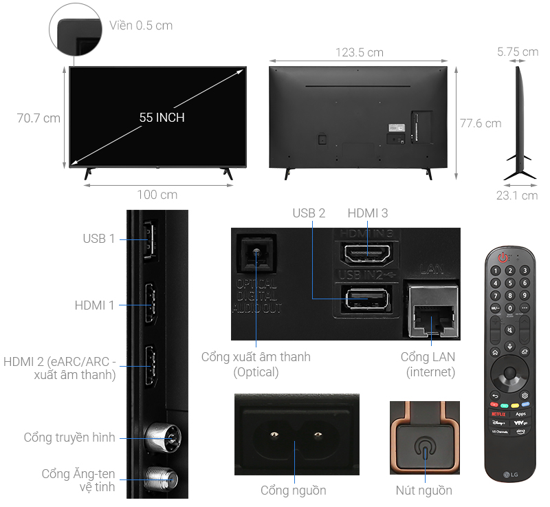 Smart Tivi LG AI 4K 55 inch 55UT8050PSB
