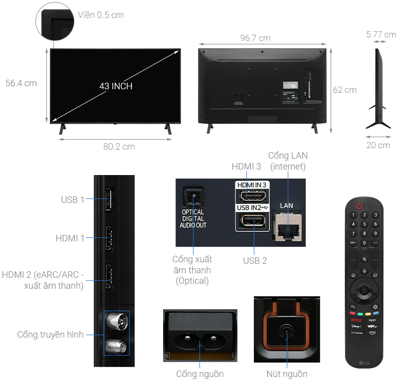Smart Tivi NanoCell LG AI 4K 43 inch 43NANO81TSA