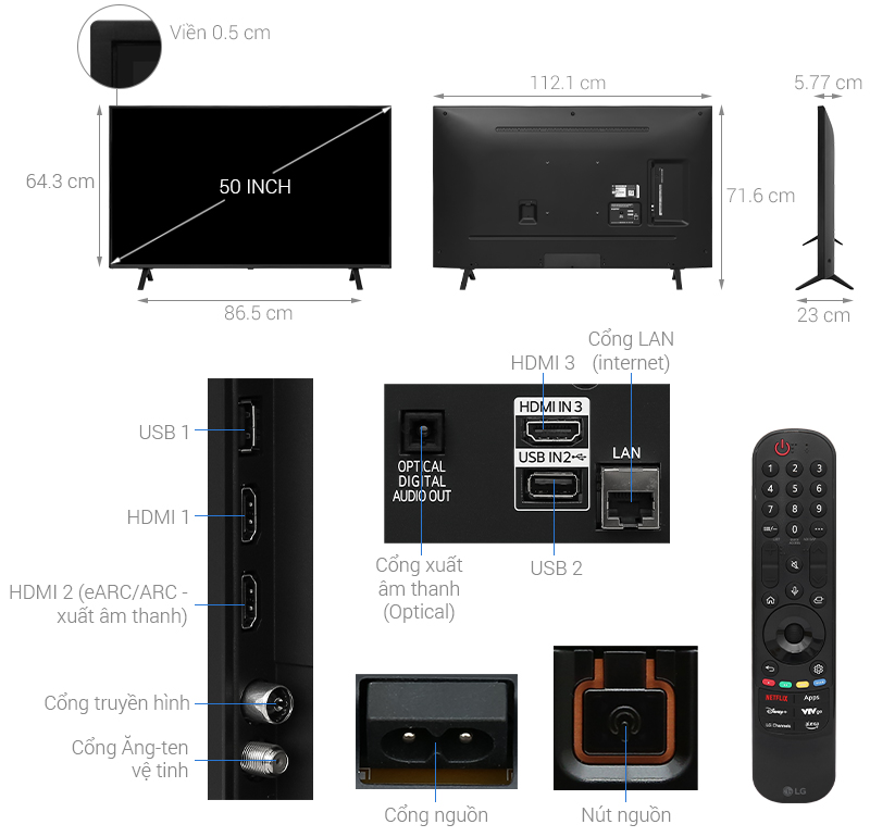 Smart Tivi NanoCell LG AI 4K 50 inch 50NANO81TSA