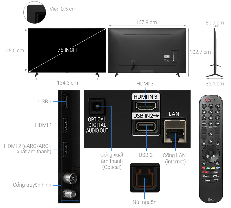 Smart Tivi NanoCell LG AI 4K 75 inch 75NANO81TSA