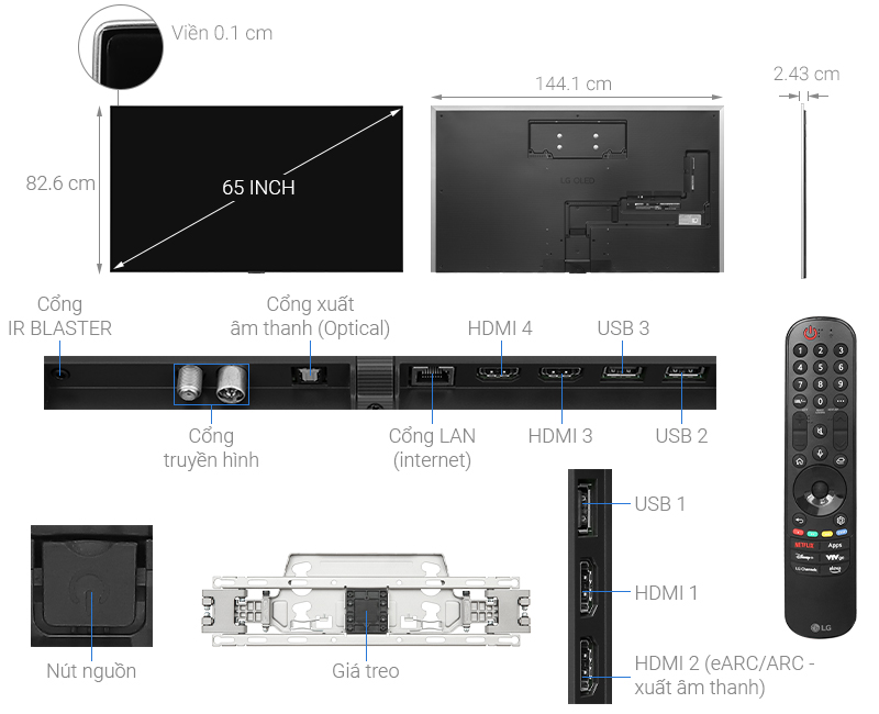 Smart Tivi OLED LG AI 4K 65 inch 65G4PSA