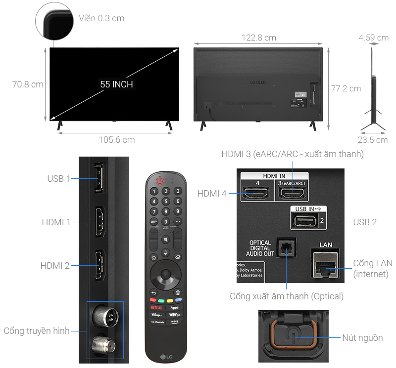 Smart Tivi OLED LG AI 4K 55 inch 55B4PSA