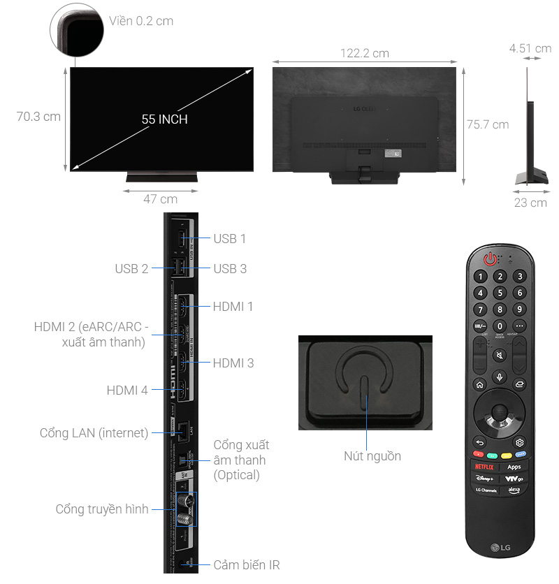 Smart Tivi OLED LG AI 4K 55 inch 55C4PSA