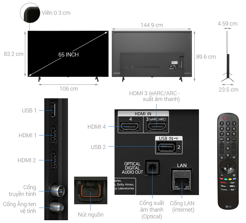 Smart Tivi OLED LG AI 4K 65 inch 65B4PSA