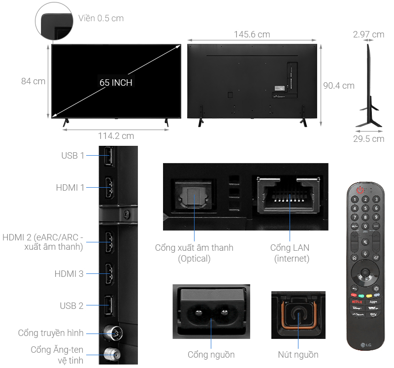 Smart Tivi QNED LG AI 4K 55 inch 55QNED80TSA
