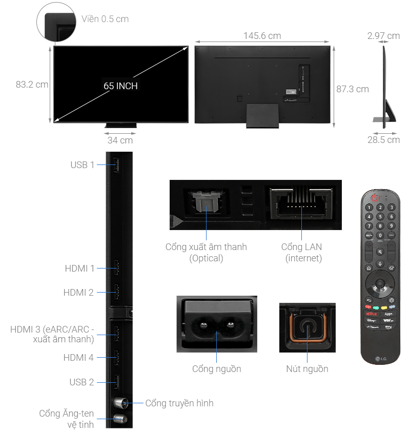 Smart Tivi QNED LG AI 4K 65 inch 65QNED86TSA