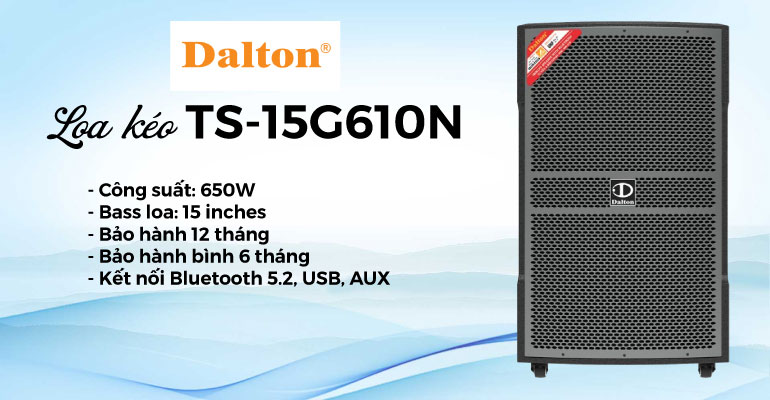 Loa kéo Karaoke Dalton TS-15G600X (Kèm 2 mic) 600W