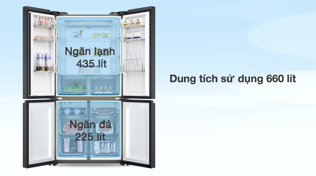 Tủ lạnh Aqua Inverter 660 lít Multi Door AQR-M727XA(GS)U1