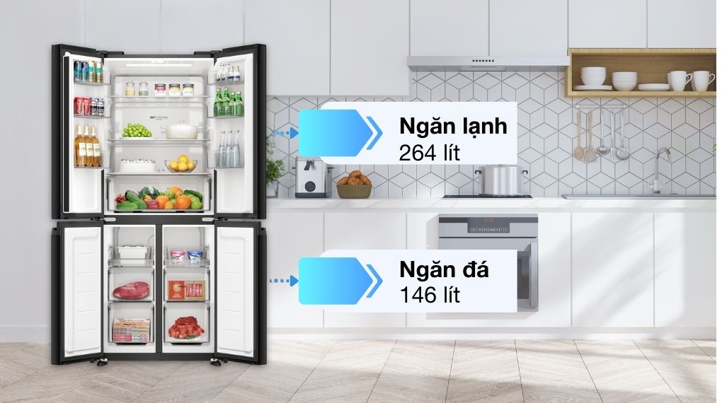 Tủ lạnh Aqua Inverter 410 lít Multi Door AQR-M466XA(CBC)
