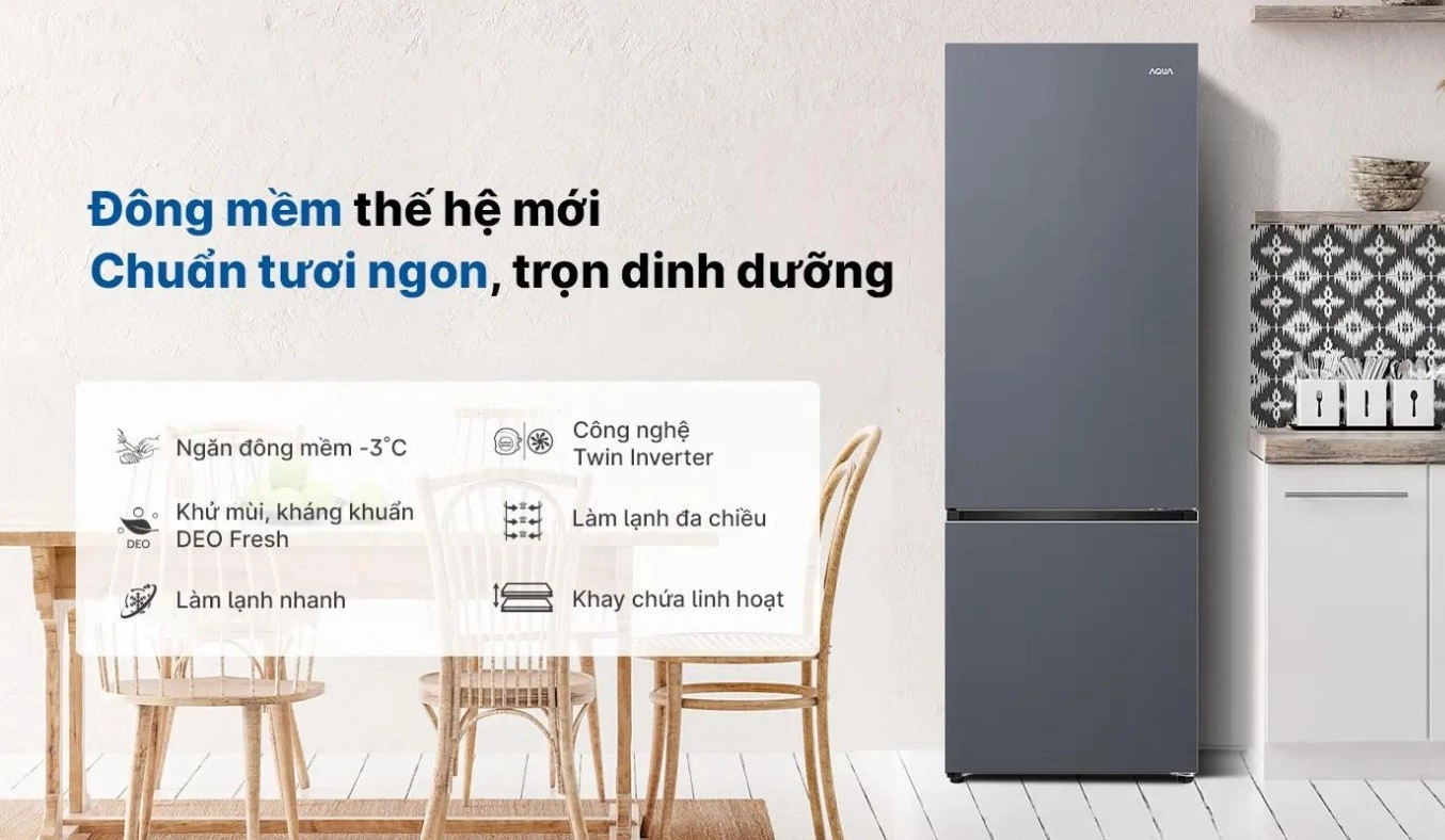 Tủ lạnh Aqua Inverter 324 lít AQR-B390MA(HB)