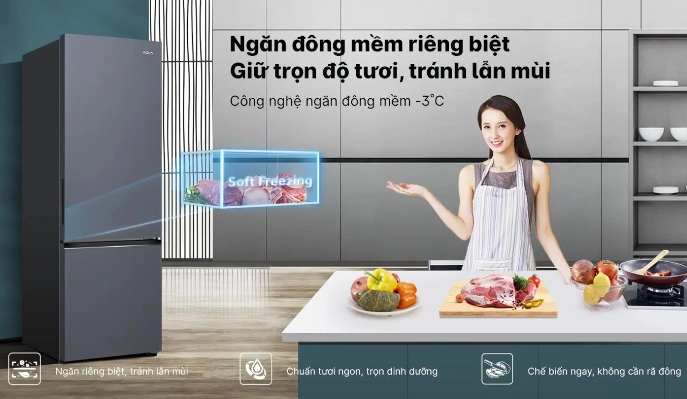 Tủ lạnh Aqua Inverter 324 lít AQR-B390MA(HB)