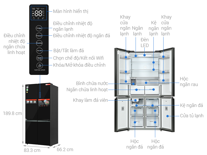 Tủ lạnh Toshiba Inverter 515 lít Multi Door GR-RF665WIA-PGV(22)-XK