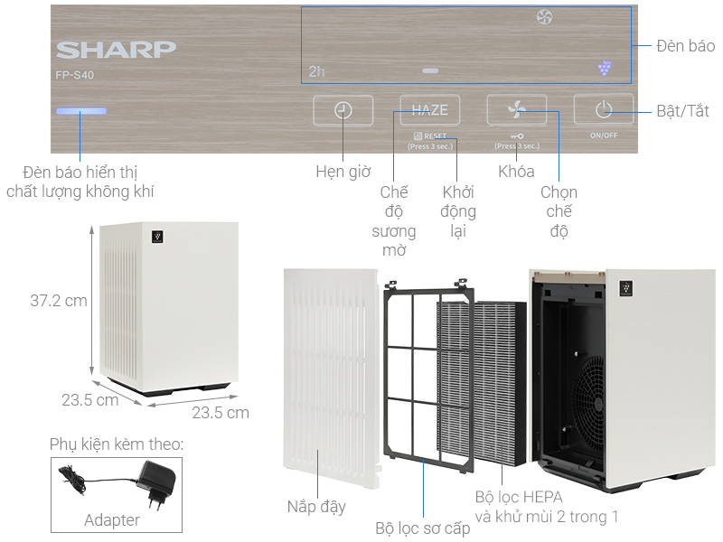 Máy lọc không khí Sharp Inverter FP-S40V-T