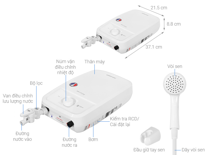 Máy nước nóng trực tiếp Atlantic SW2P50 Tempo Lite 5000 PU - 811025
